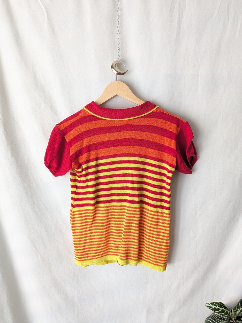 Esprit Red & Yellow Striped Polo Cardigan - Picture 2 of 7